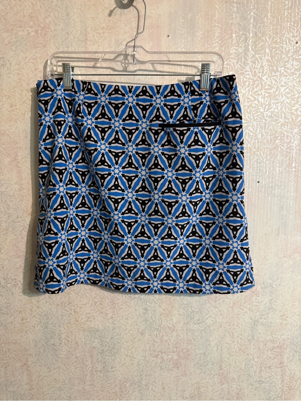 Golftini Blue Geometric Print Side Zip 2 Side Pockets, Back Pocket Skort, Golf 6 - Picture 6 of 10